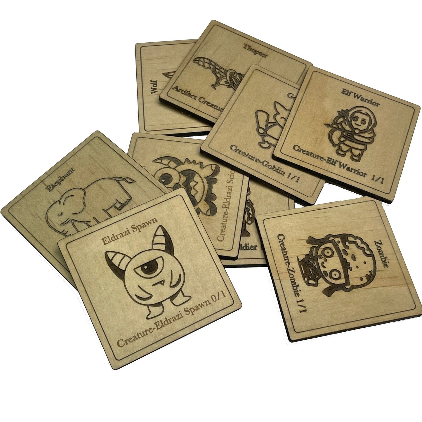 Wooden magic the gathering wolf Creature token