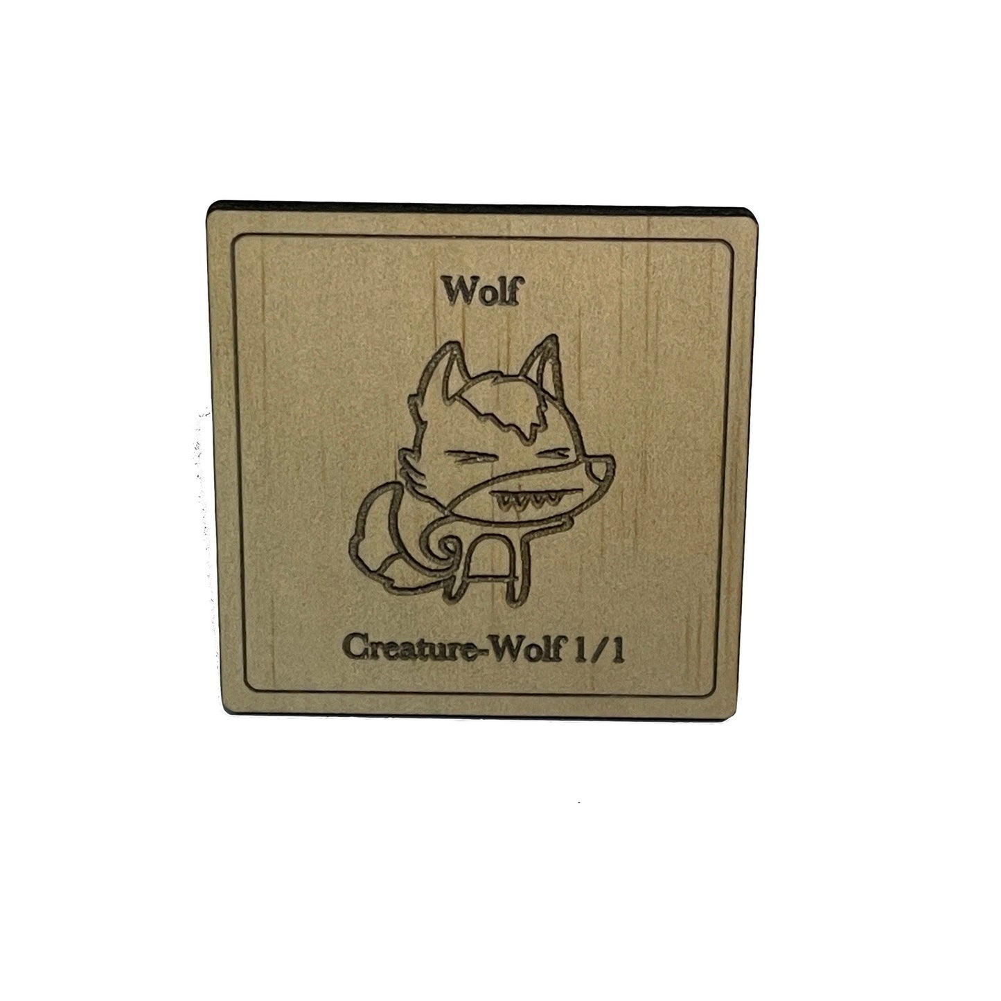 Wooden magic the gathering wolf Creature token